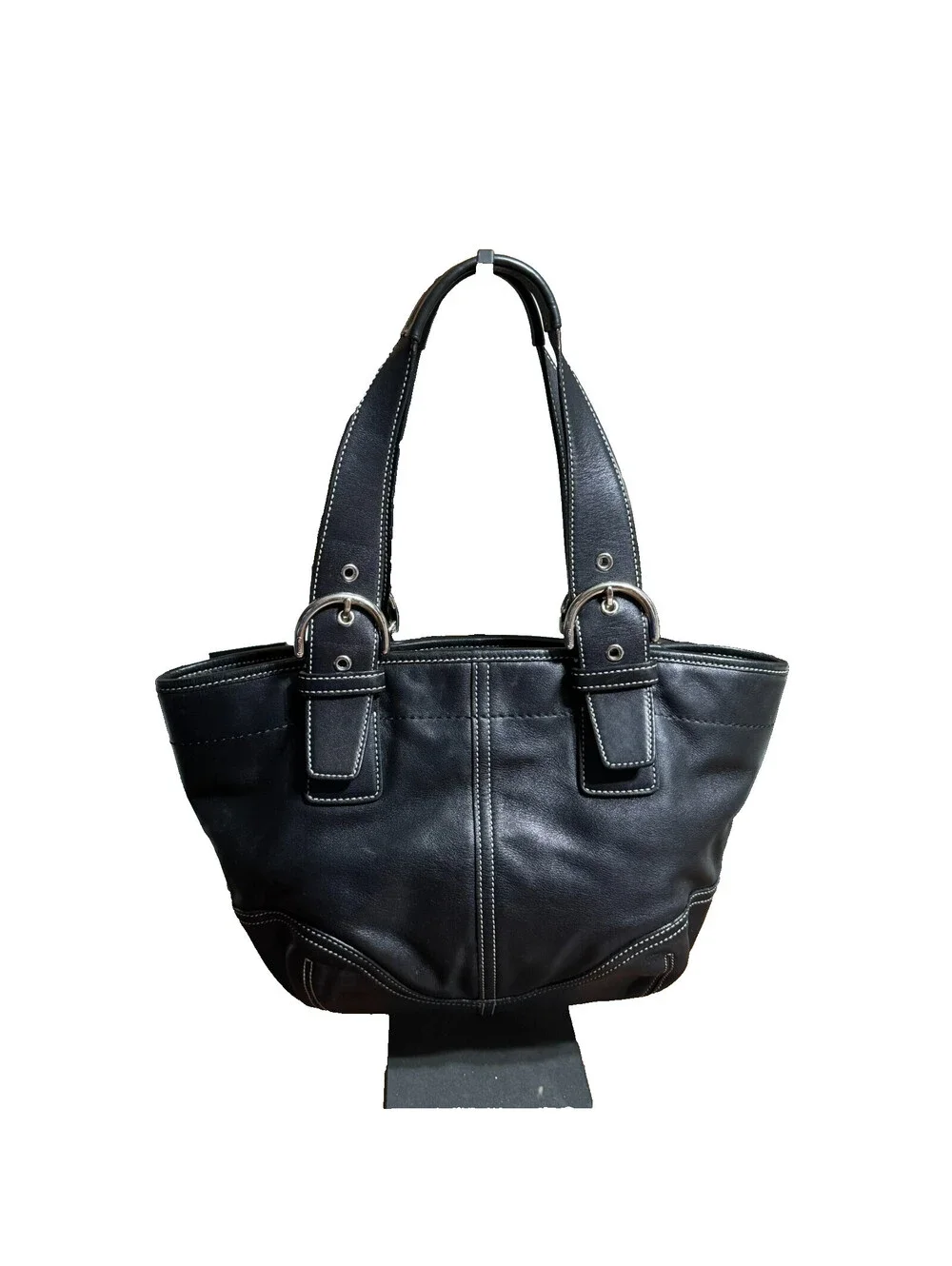 Vintage Y2K Coach Soho Buckle Adjustable Shoulder Bag Black Leather Tote 9544